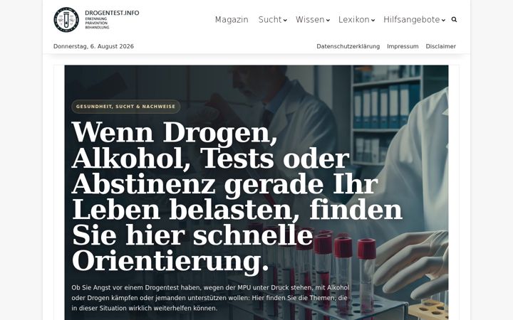 Kuvakaappaus sivustosta drogentest.info