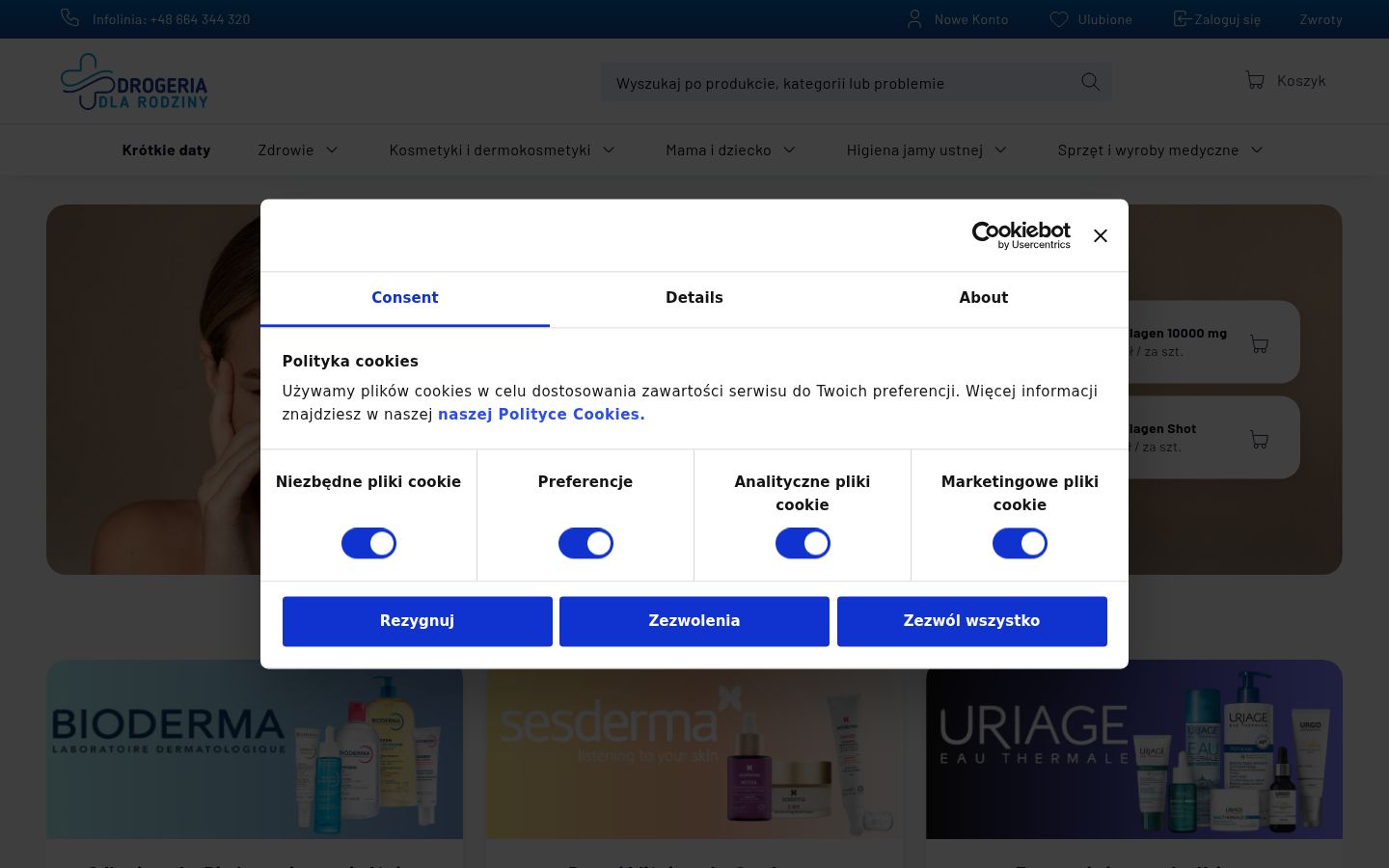 Captura de ecrã do banner de consentimento apresentado antes de qualquer interação