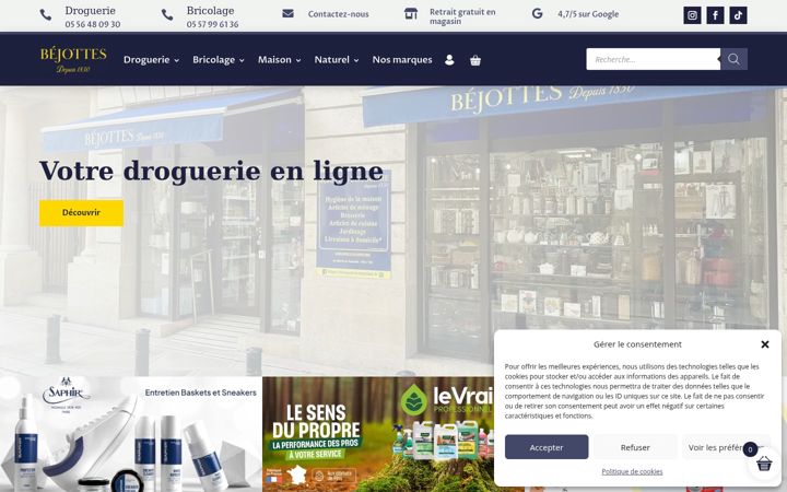 Screenshot of droguerie-bejottes.fr