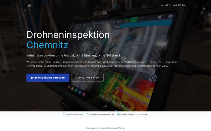 Snimka zaslona za drohne-chemnitz.de