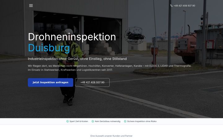 Snimka zaslona za drohne-duisburg.de