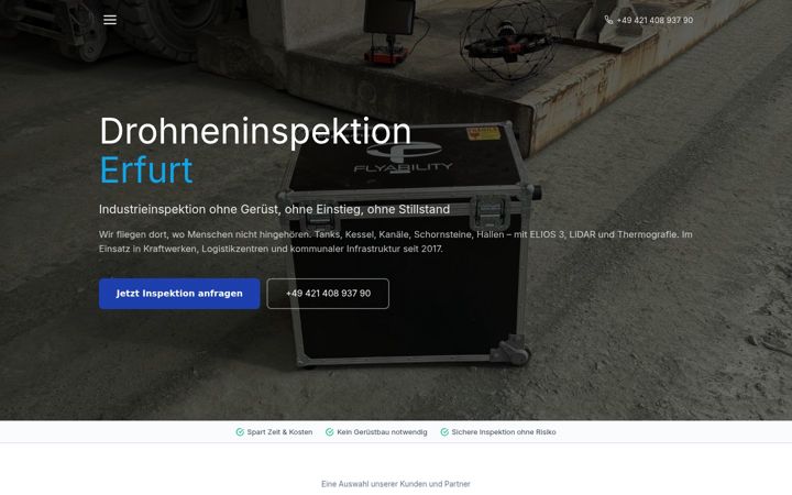 Kuvakaappaus sivustosta drohne-erfurt.de