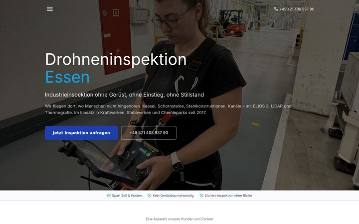 Kuvakaappaus sivustosta drohne-essen.de