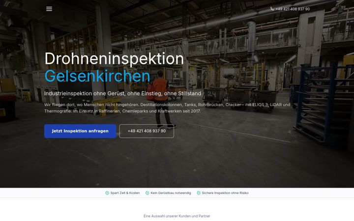 Kuvakaappaus sivustosta drohne-gelsenkirchen.de