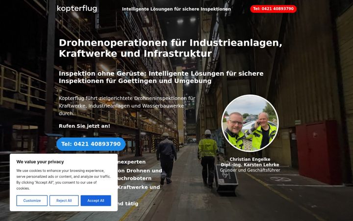 Kuvakaappaus sivustosta drohne-goettingen.de
