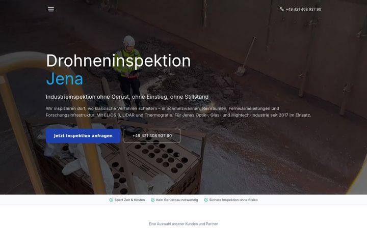 Kuvakaappaus sivustosta drohne-jena.de