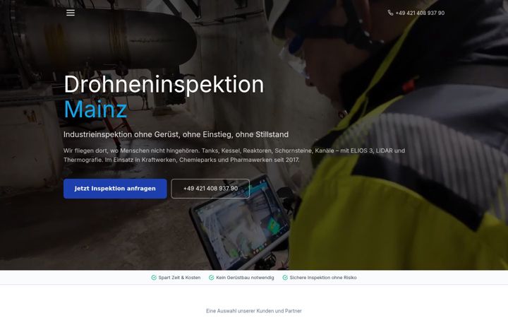 Kuvakaappaus sivustosta drohne-mainz.de