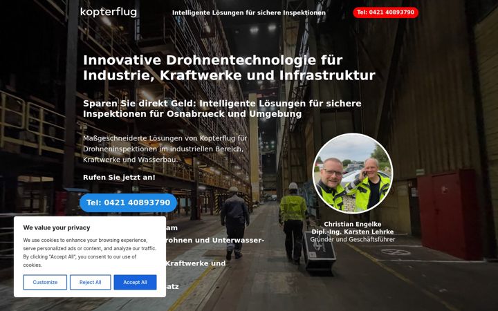 Kuvakaappaus sivustosta drohne-osnabrueck.de