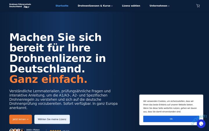 Screenshot of drohnenfuhrerschein.de