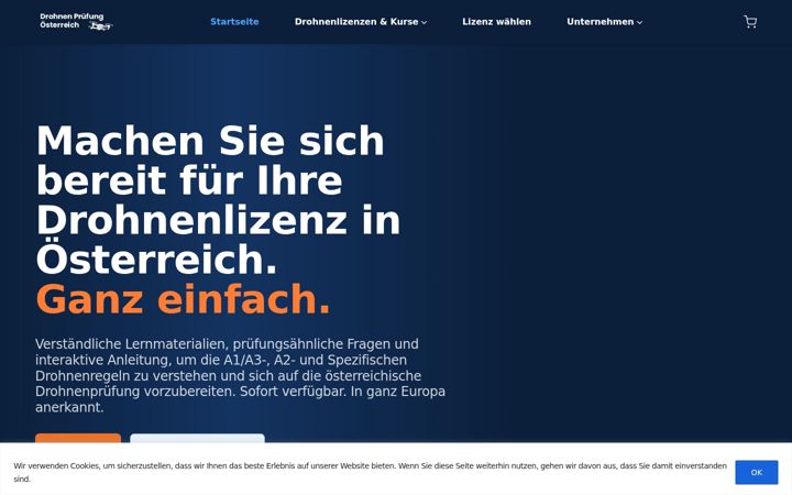 Screenshot von drohnenprufung.at