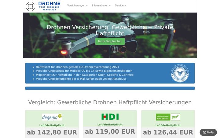 Screenshot of drohneversicherungsvergleich.de