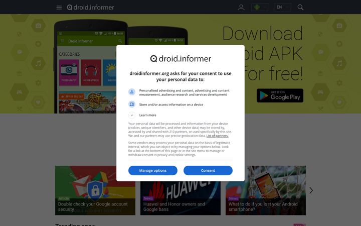 Screenshot of droidinformer.org
