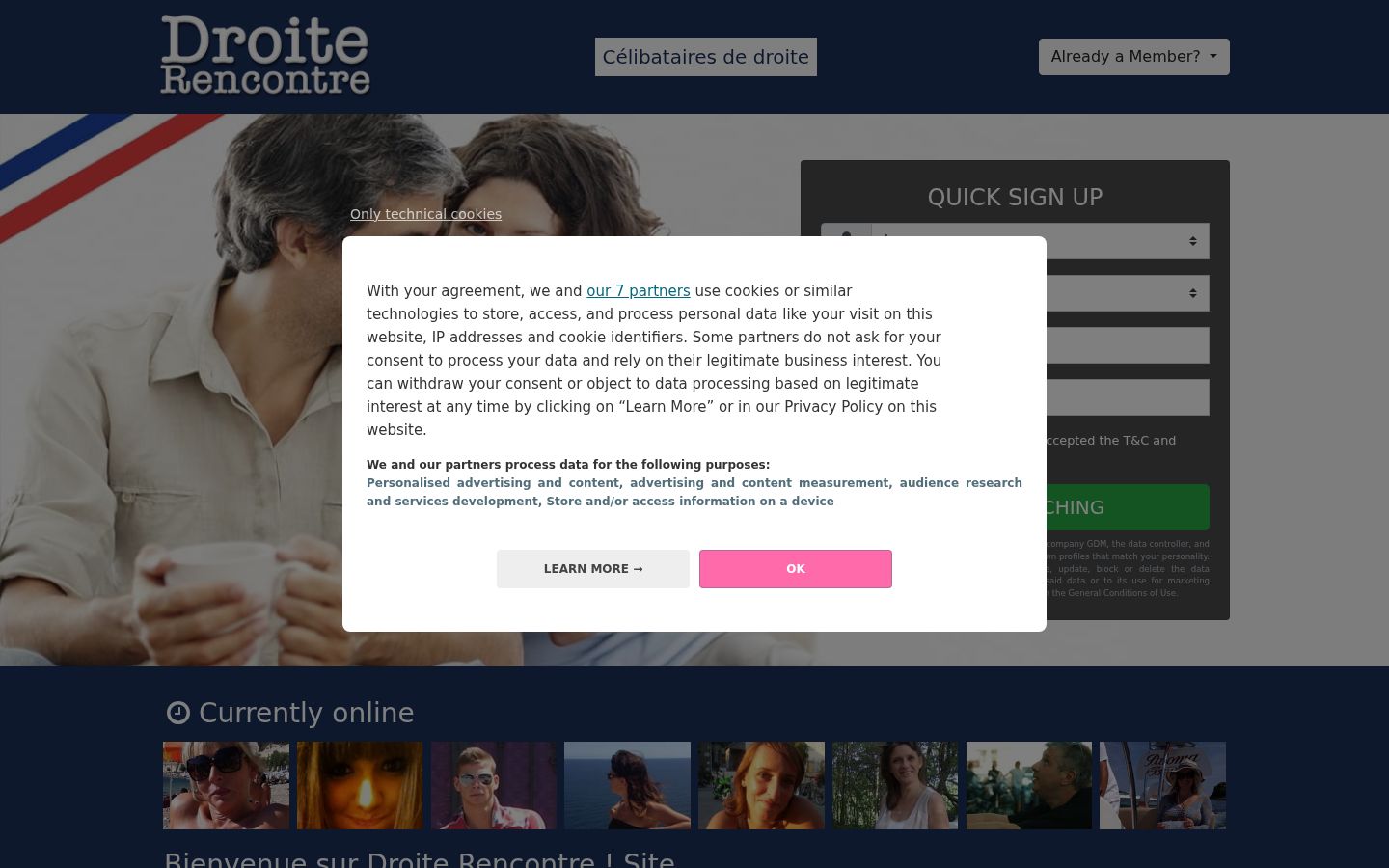Snímek obrazovky baneru souhlasu zobrazeného před jakoukoli interakcí