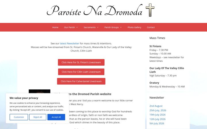 Ekraanipilt saidist dromodparish.ie