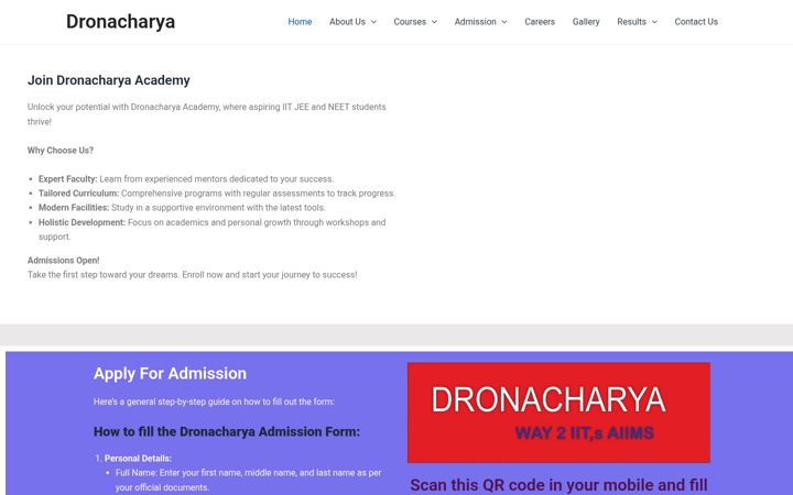 Screenshot of dronacharyaedu.com