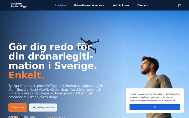 Screenshot von dronarprov.se