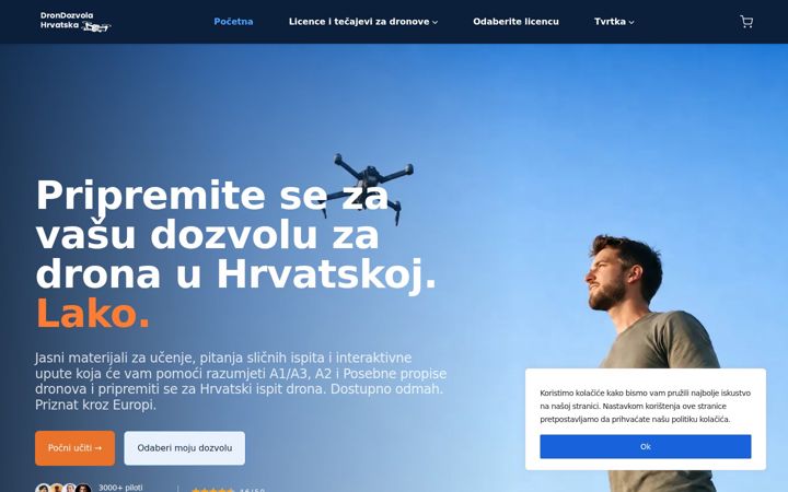 Screenshot of drondozvola.hr