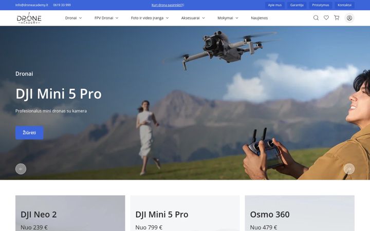 Snímek obrazovky droneacademy.lt