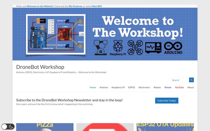 Screenshot of dronebotworkshop.com
