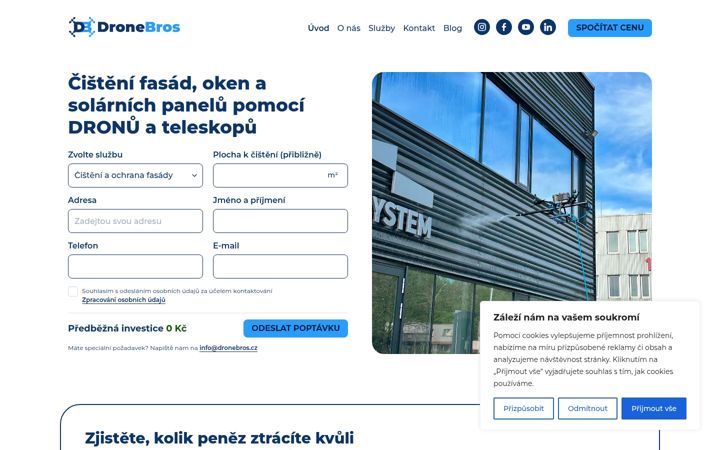 Snímek obrazovky dronebros.cz