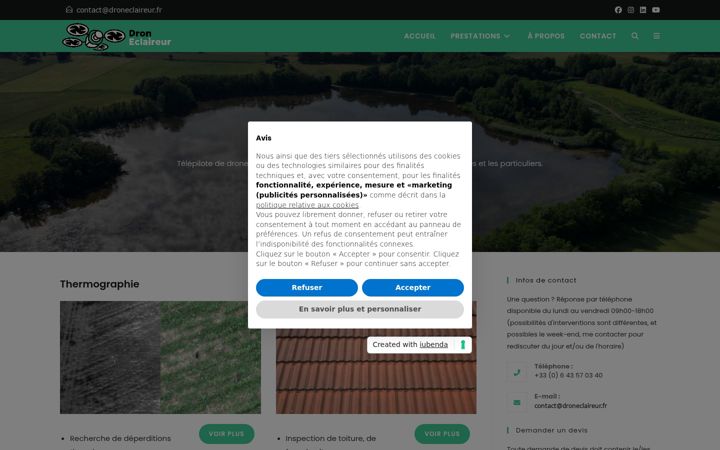 Snímek obrazovky droneclaireur.fr