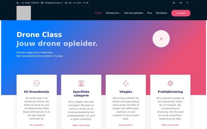 Skærmbillede af droneclass.nl