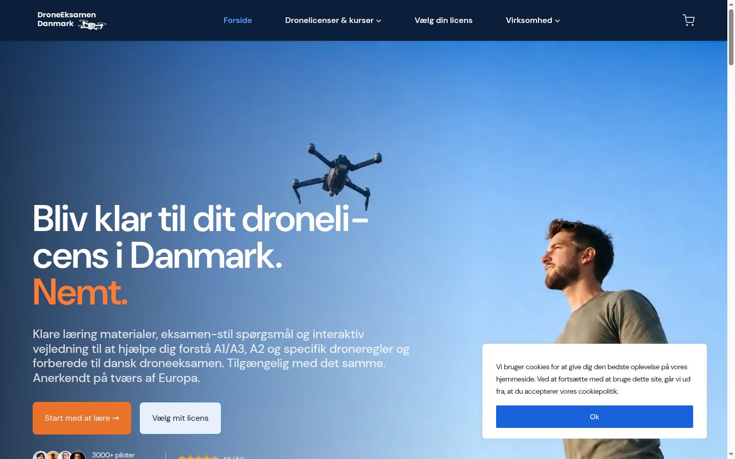 Skjermbilde av samtykkebanneret slik det vises før noen interaksjon