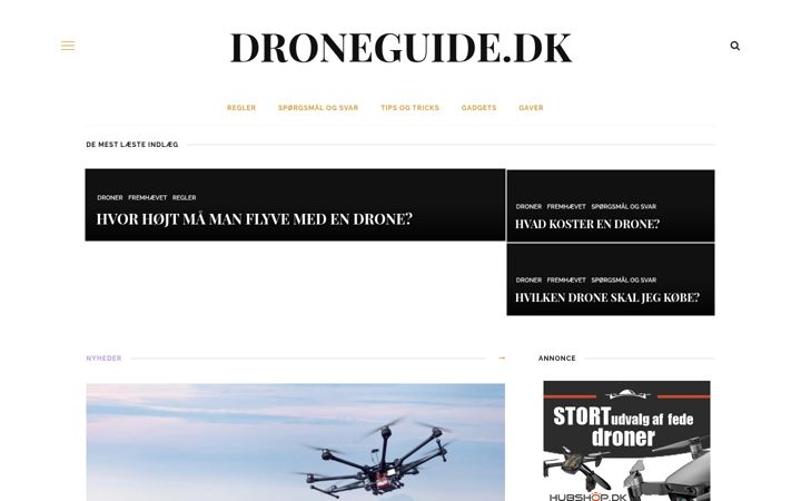 Snimka zaslona za droneguide.dk