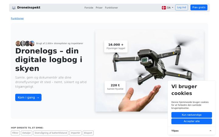 Snimka zaslona za dronelog.dk