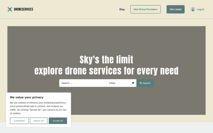 Screenshot of droneservices.com