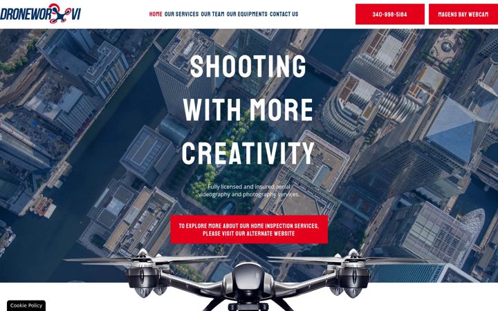 Screenshot of droneworxvi.com