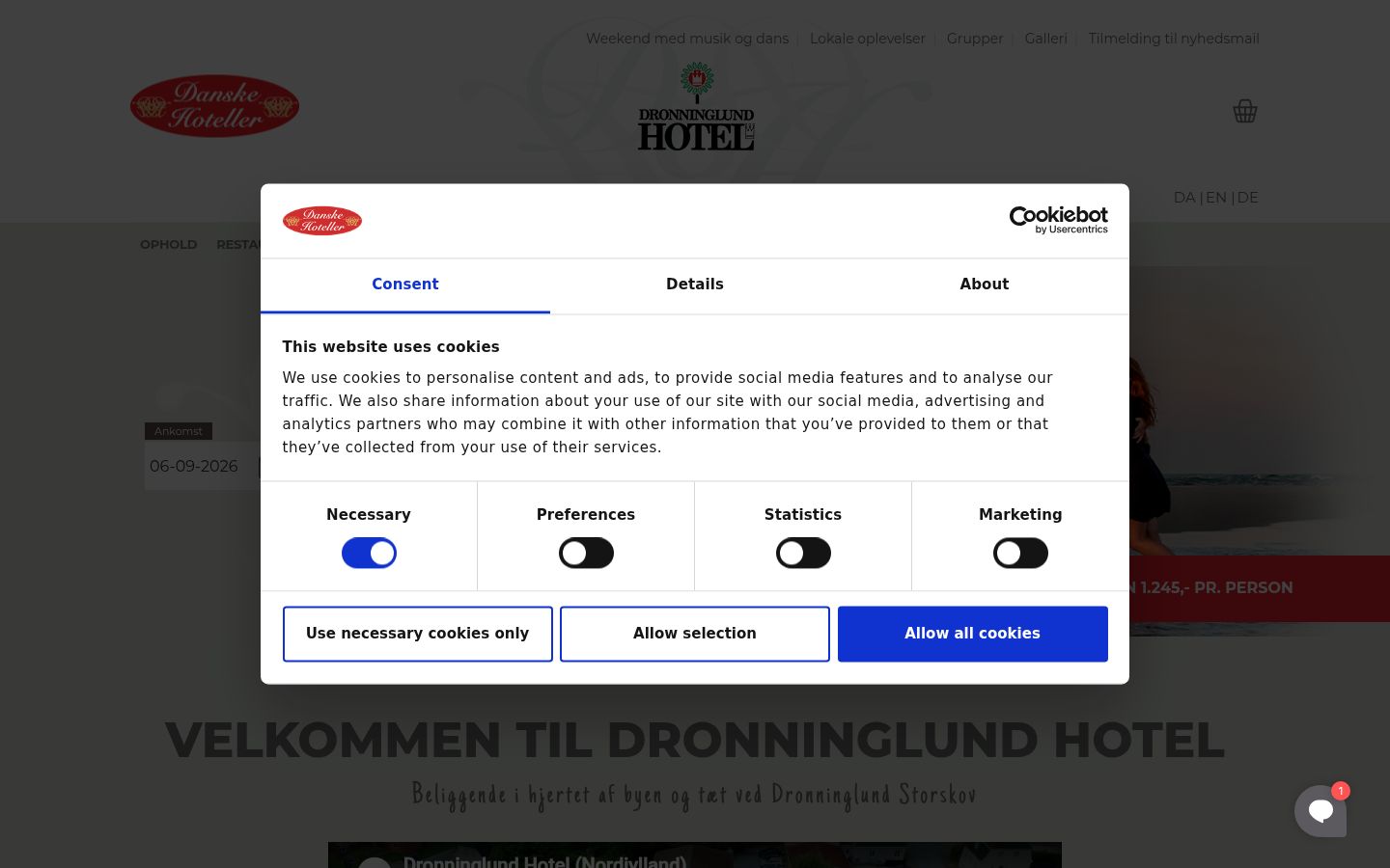 Screenshot of the consent banner shown before any interaction