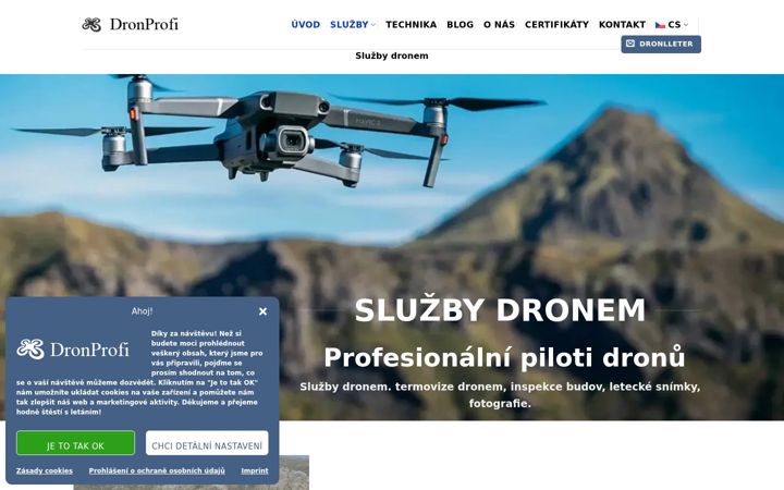 Captură de ecran a dronprofi.eu