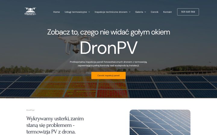 Kuvakaappaus sivustosta dronpv.pl