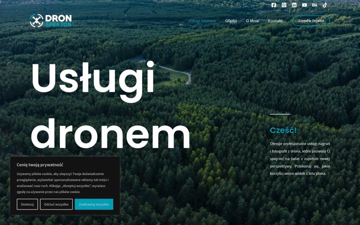 Kuvakaappaus sivustosta dronspektor.pl