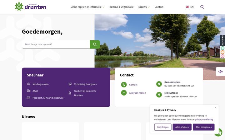 Screenshot di dronten.nl