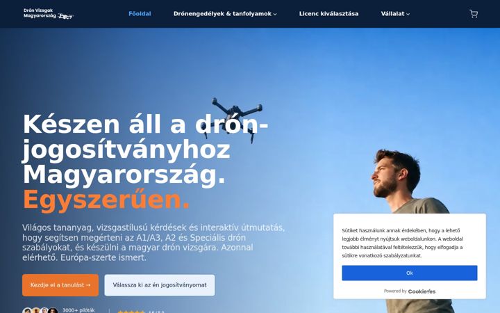 Екранна снимка на dronvizsgak.hu