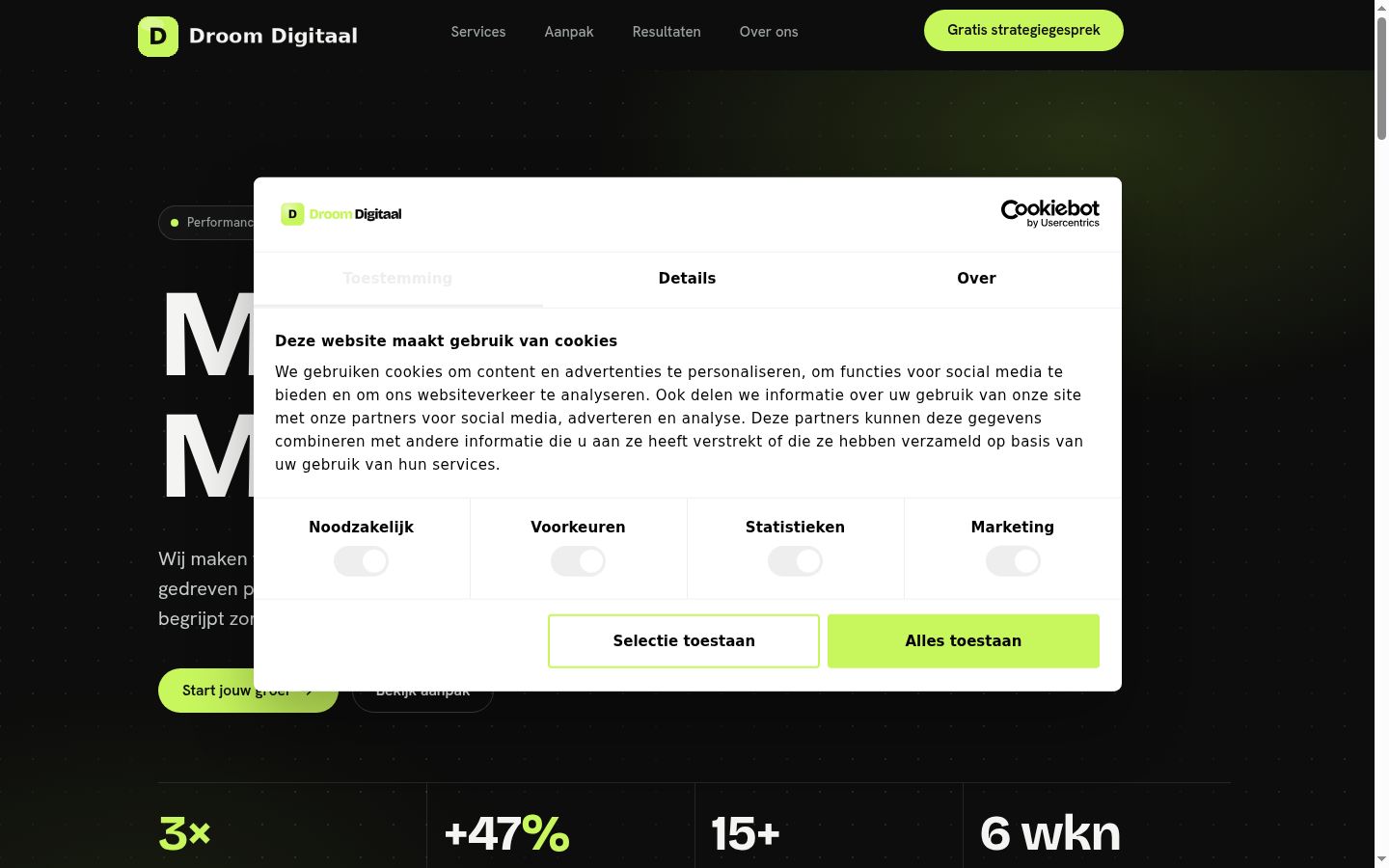 Screenshot tal-banner tal-kunsens muri qabel kwalunkwe interazzjoni