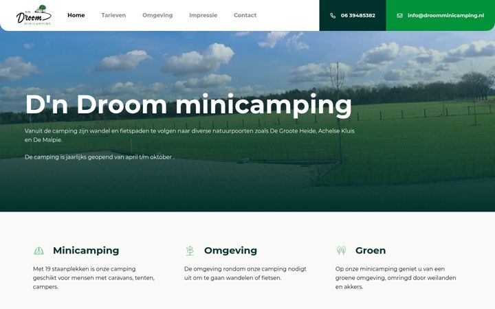 Screenshot di droomminicamping.nl
