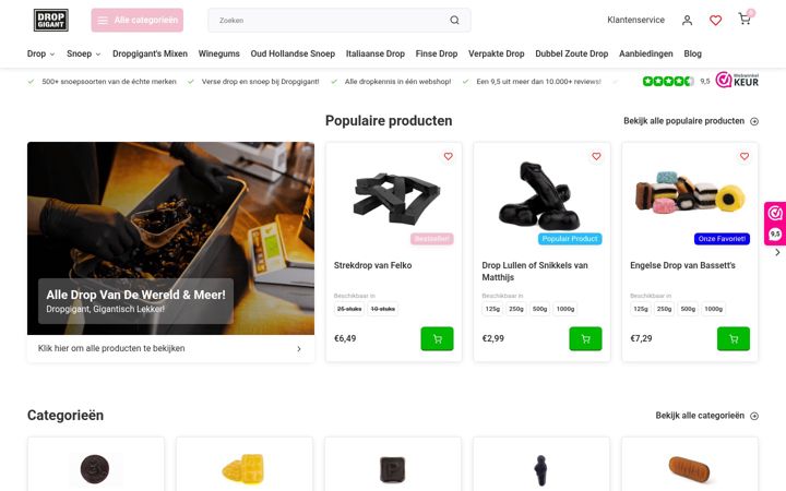 Screenshot di dropgigant.nl