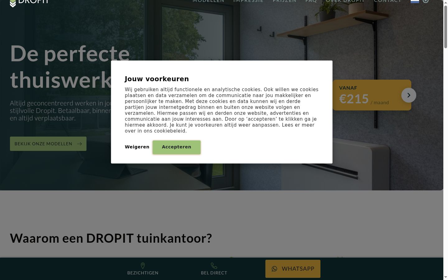 Screenshot del banner di consenso mostrato prima di qualsiasi interazione