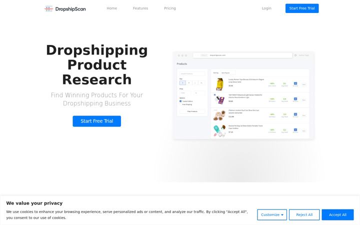 Screenshot of dropshipscan.com