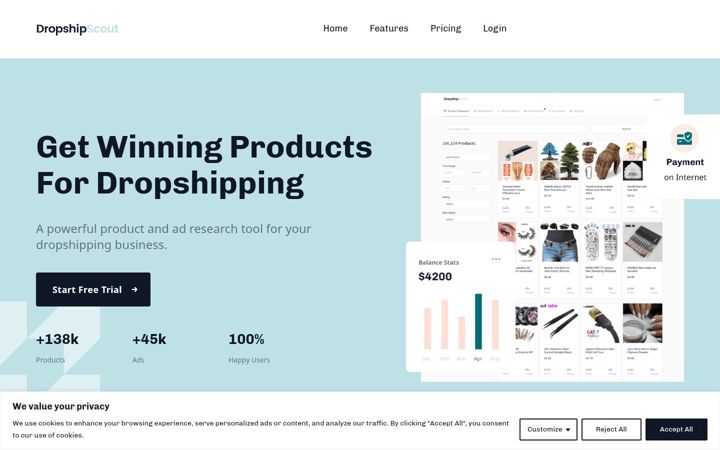 Screenshot of dropshipscout.com