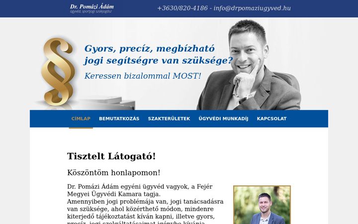 Екранна снимка на drpomaziugyved.hu