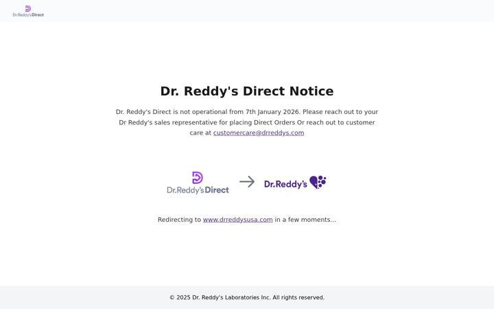 Screenshot of drreddysdirect.com