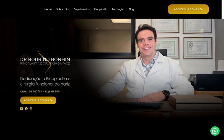 Screenshot stránky drrodrigobonhinrinoplastia.com.br