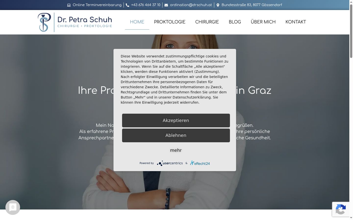 Screenshot des Einwilligungsbanners vor jeglicher Interaktion