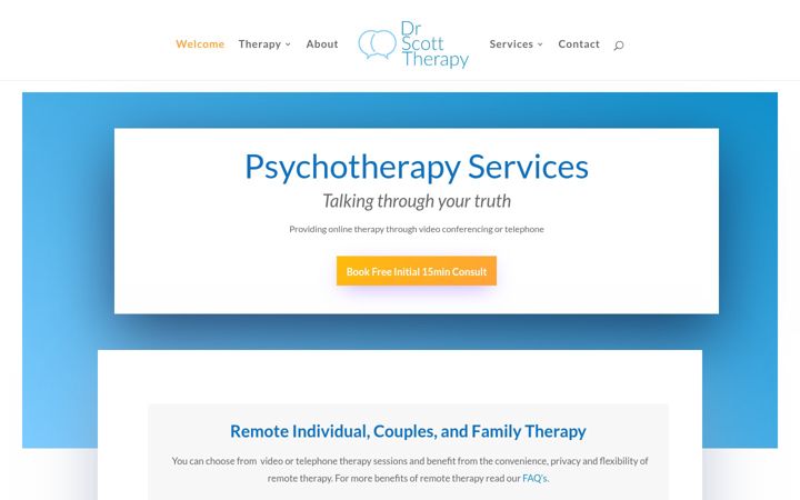 Snímek obrazovky drscotttherapy.co.uk