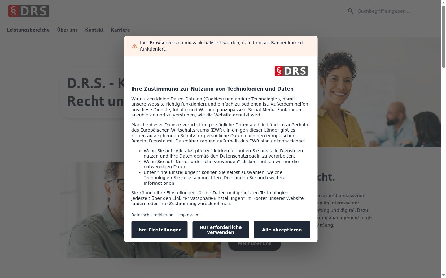 Sutikimo reklamjuostės, rodytos prieš bet kokią sąveiką, ekrano kopija