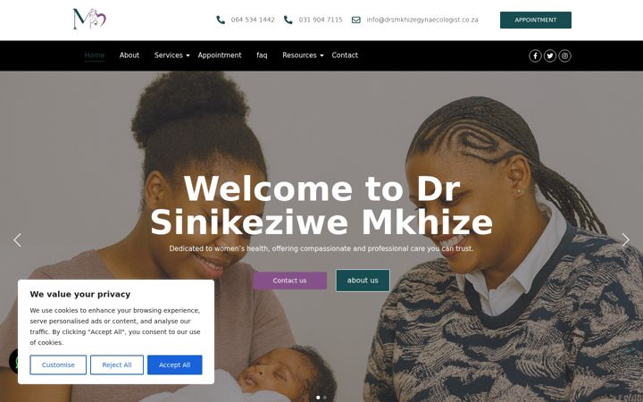 Képernyőkép: drsmkhizegynaecologist.co.za
